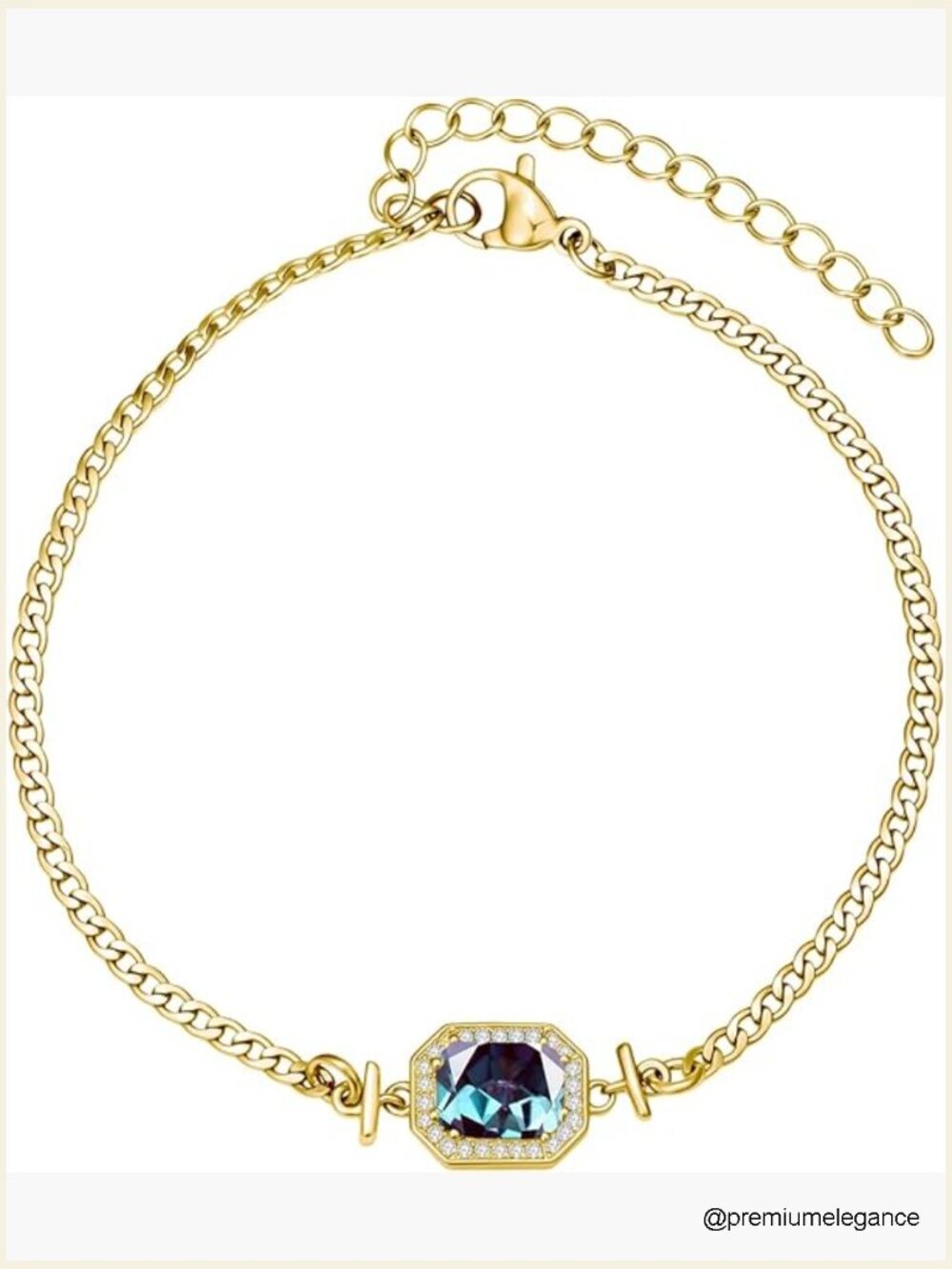 Personalized Birthstone Bracelet, Adjustable Cuban Link Chain, Gift for Her